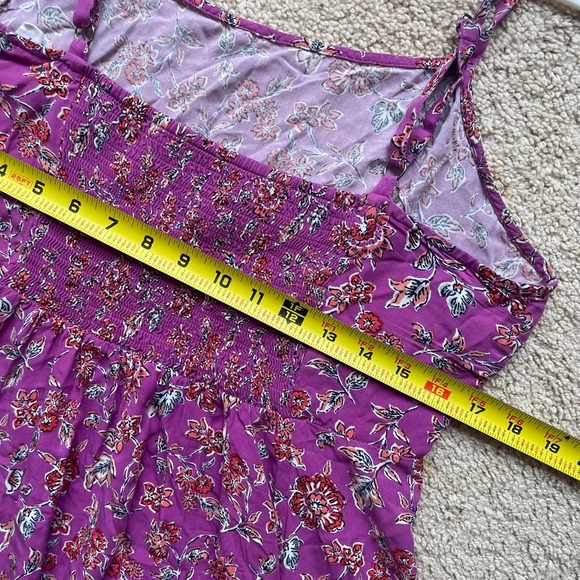 Gap Purple Floral Sundress, Smocked Bodice, Size L, 32” Long - Picture 2 of 6